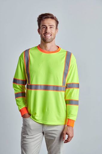 Class 3 Hi-Vis Long Sleeve Contrasted T-Shirts