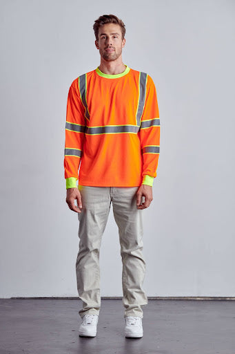 Class 3 Hi-Vis Long Sleeve Contrasted T-Shirts