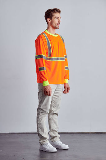 Class 3 Hi-Vis Long Sleeve Contrasted T-Shirts