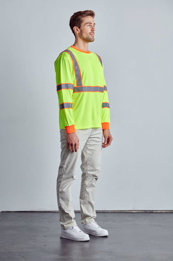 Class 3 Hi-Vis Long Sleeve Contrasted T-Shirts